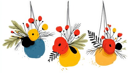 Obraz premium Modern Floral Hanging Decor Abstract Botanical Art Print