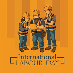 happy Labour day or international workers day vector illustration with workers. labor day and may day celebration.