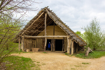 Reconstructed wooden huts from the beginning of the first millennium AD, museum in Biskupin, Poland