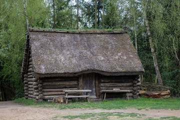 Reconstructed wooden huts from the beginning of the first millennium AD, museum in Biskupin, Poland