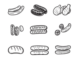 minimalistic sausages drawing for food illustration