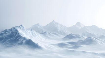 Obraz premium Majestic snow-capped mountains serene landscape nature scene pure white background panoramic view
