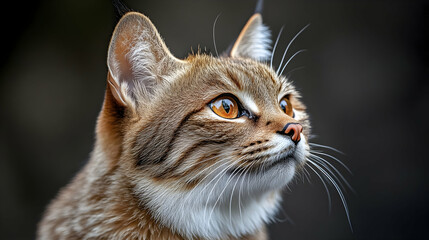 Close Up of a Wildcat Looking Upward