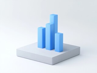 Minimalist light blue bar graph on a light gray platform against a white background