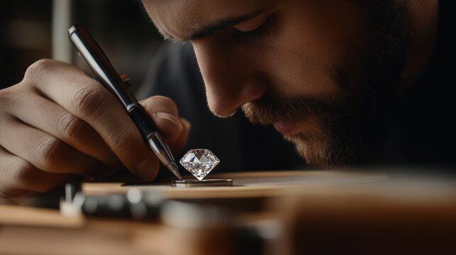 An expert gemologist evaluating diamond quality with advanced tools,