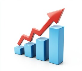 3D Graph Showing Growth Against White Background