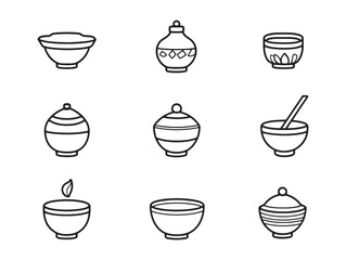 Shrikhand sweet dish line art vector drawing illustration