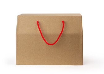 Cardboard box with hanlde isolated on white background
