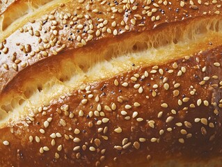 Close-Up of Artisan Bread with Seeds, Generative AI