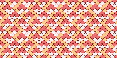 Vibrant geometric pattern featuring overlapping scales in coral, peach, and white.  Perfect for textile design, website backgrounds, or decorative projects.