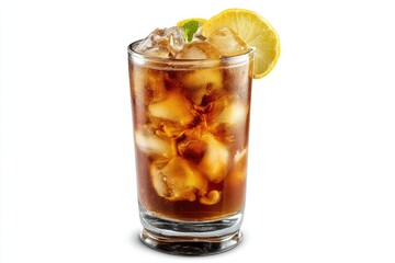 Refreshing Iced Cola: Lemon, Mint, and Ice in a Glass