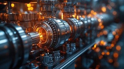 Fototapeta premium Intricate Machinery: A Close-Up View of Industrial Gears and Mechanisms