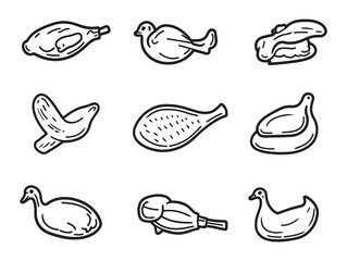 Smoked Duck Fine Dining Vector Art Black and White
