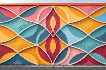 Abstract Geometric Wall Decor with Orange Black White and Red Shapes