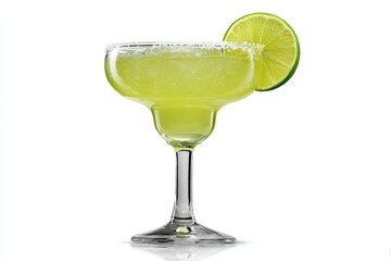 Refreshing Margarita Cocktail: Lime Wedge and Salted Rim