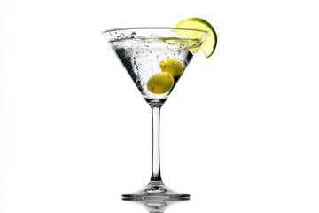 Martini Cocktail: Crystal Glass, Olives, Lime, Sparkling