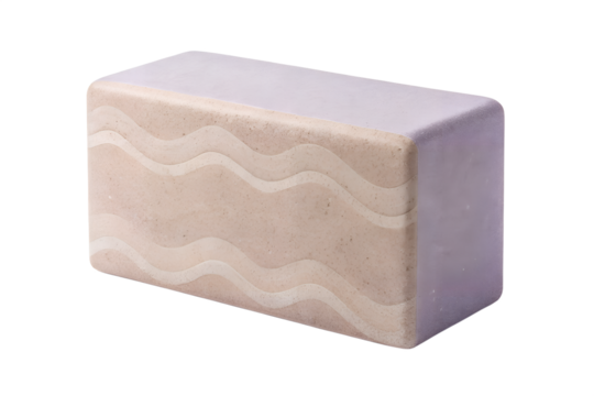 Rectangular solid object with wavy lines on the surface isolated on transparent background.