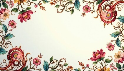 Elegant paisley motif, soft muted colors on light background , art, stylish