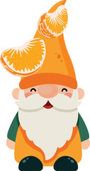 Funny and happy orange fruit gnome