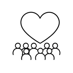 icon of a heart inside a crowd 