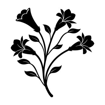 black flower silhouette on white background clip art preview