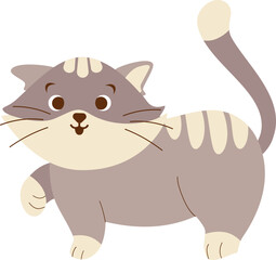 Cute Gray Cat Cartoon Illustration