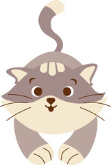 Cute Gray Cat Cartoon Illustration