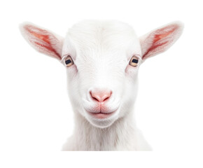Close-up portrait of an adorable goat with curious expression, cut out - stock png.
