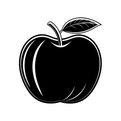 Silhouette of an apple fruit with a leaf vector illustration
