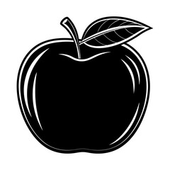 Silhouette of an apple fruit with a leaf vector illustration
