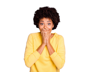 Close-up portrait of her she nice attractive lovely cute girlish cheerful cheery wavy-haired girl closing mouth laughing isolated over violet purple lilac pastel color background