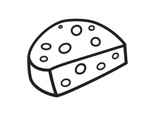 Hand drawn Swiss cheese vector line art drawing