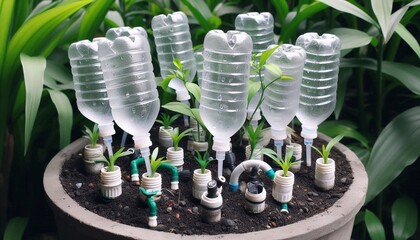 Simple drip irrigation system using plastic bottles in greenhouse
