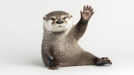 Cute Otter Waving with a Vibrant Background
