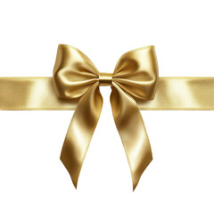 Fototapeta premium Elegant golden ribbon and bow tied neatly and beautifully isolated on a clean bright white background