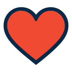Simple Red Heart Icon with Bold Dark Blue Outline