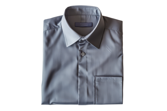 Basic short sleeve shirt in muted gray tone with smooth fabric isolated on a white background