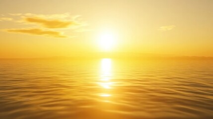 Golden Sunset Over Calm Ocean Waters