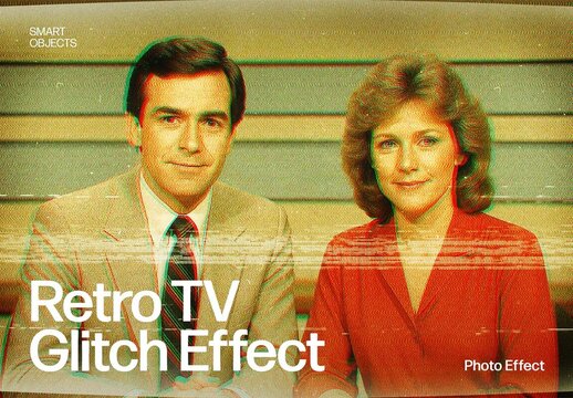 Retro TV Glitch Photo Effect Layout
