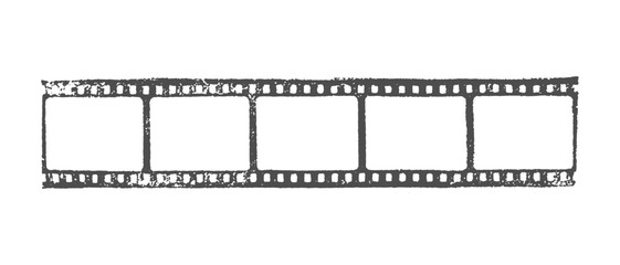 Old grunge film long strip, vintage film roll frame, movie or photo frames, vintage frame, imprint, stamp. Isolated on white background.
