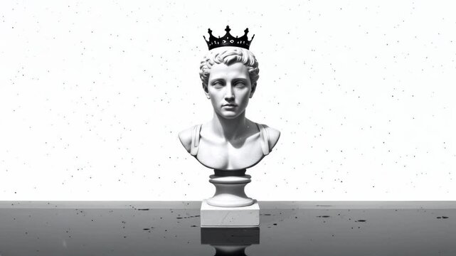Striking Marble Bust Sculpture with Crown Reflection on Art of Narcissistic Personality and Its Complex Traits