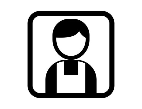 recommend clip art: エプロンを着けた人の四角いシンプルなモノクロイラストアイコン