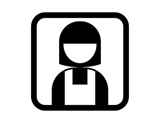 エプロンを着けた人の四角いシンプルなモノクロイラストアイコン