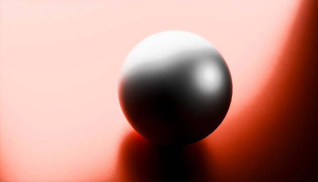 3D render of a silver ball on a red fabric background