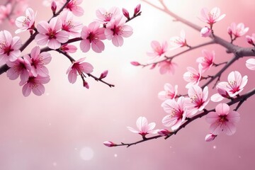 Obraz premium Intricate sakura branch pattern, stylized, light pink hues , floral, art, petals