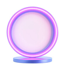 Fototapeta premium Futuristic neon circular display with glowing led lights, cut out - stock png.