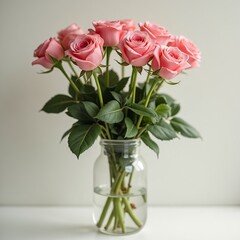 Obraz premium bouquet of pink roses in vase
