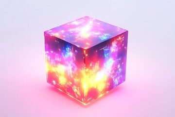 3D Glowing Holographic Cube with Dynamic Interactive Effects