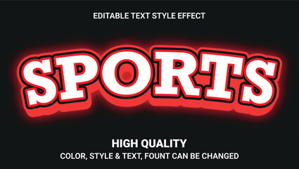 editable bold sports text effect in red and white colors on dark background with modern style	