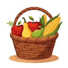 Colorful Basket of Fresh Fruits and Vegetables for Healthy Living Blogs, Seasonal Recipes, Farm-to-Table Websites, Nutrition Guides, and Lifestyle Content -